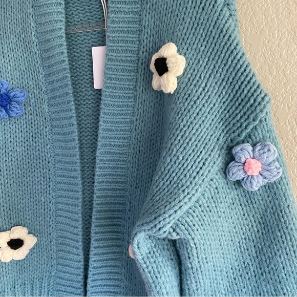 Anthropologie Duchamp Embroidered Chucky 3D Daisy Floral Knit Cardigan Sweater - Picture 6 of 11